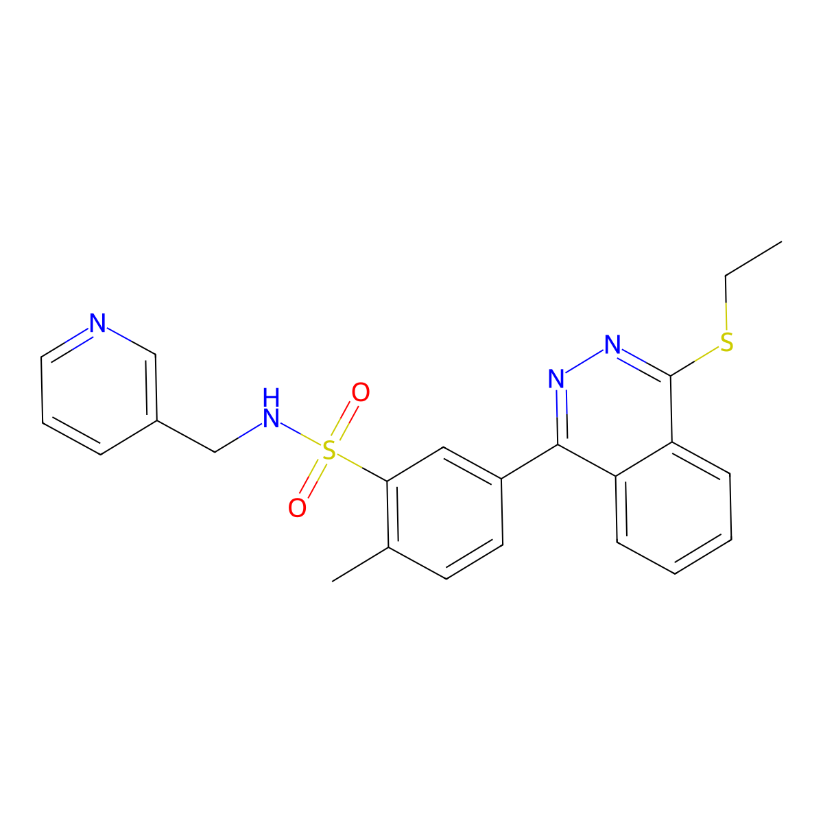 5-(4-ethylsulfanylphthalazin-1-yl)-2-methyl-N-(pyridin-3-ylmethyl)benzenesulfonamide molecular structure, CAS 497942-66-2