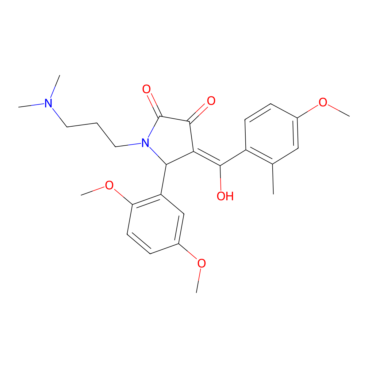 5-(2,5-dimethoxyphenyl)-1-[3-(dimethylamino)propyl]-3-hydroxy-4-(4-methoxy-2-methylbenzoyl)-2,5-dihydro-1H-pyrrol-2-one molecular structure, CAS 497942-98-0