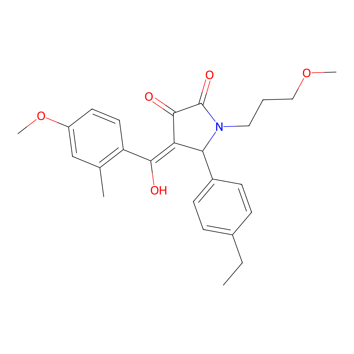 5-(4-ethylphenyl)-3-hydroxy-4-(4-methoxy-2-methylbenzoyl)-1-(3-methoxypropyl)-2,5-dihydro-1H-pyrrol-2-one molecular structure, CAS 497943-24-5
