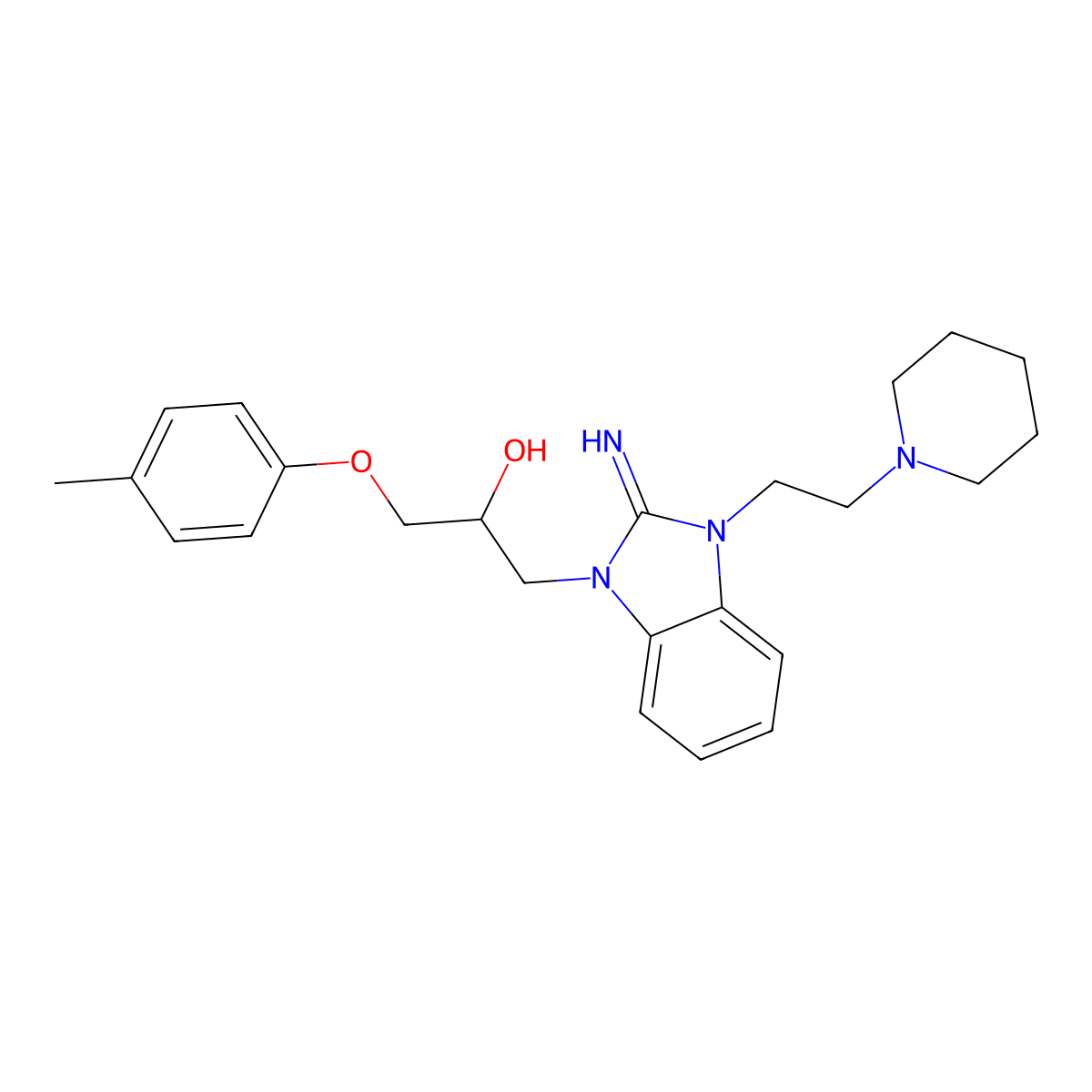 1-{2-imino-3-[2-(piperidin-1-yl)ethyl]-2,3-dihydro-1H-benzimidazol-1-yl}-3-(4-methylphenoxy)propan-2-ol molecular structure, CAS 497943-72-3