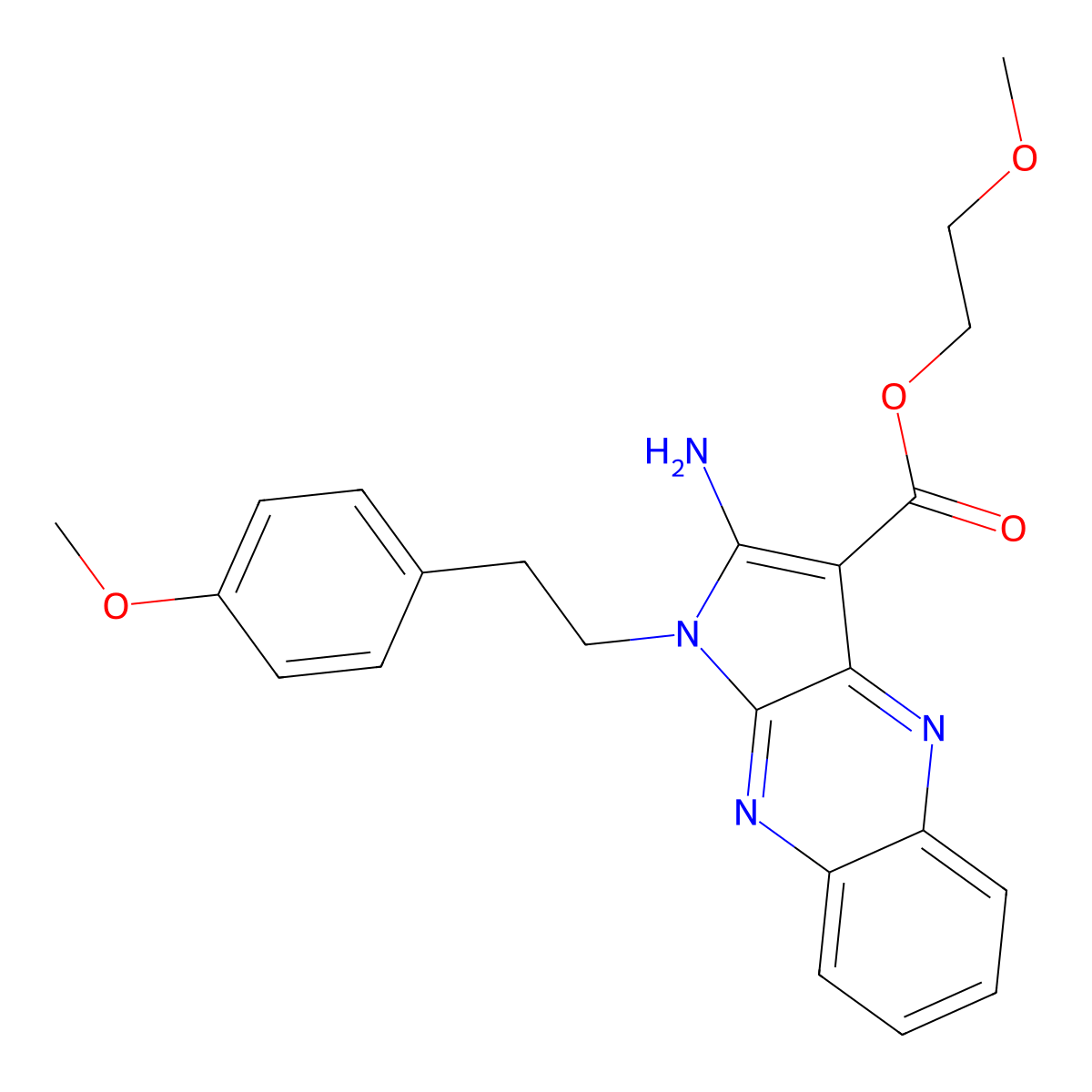2-methoxyethyl 2-amino-1-[2-(4-methoxyphenyl)ethyl]-1H-pyrrolo[2,3-b]quinoxaline-3-carboxylate molecular structure, CAS 497943-74-5