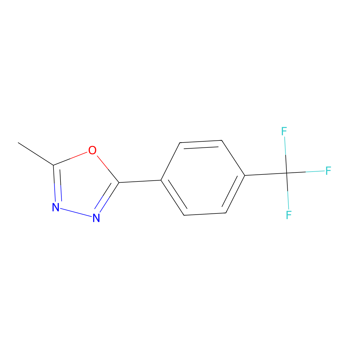 2-Methyl-5-(4-(trifluoromethyl)phenyl)-1,3,4-oxadiazole molecular structure, CAS 497946-53-9