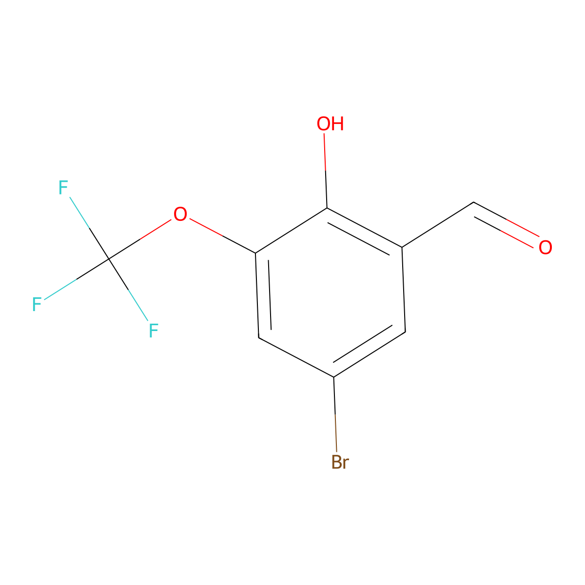 5-Bromo-2-hydroxy-3-(trifluoromethoxy)benzaldehyde molecular structure, CAS 497959-32-7