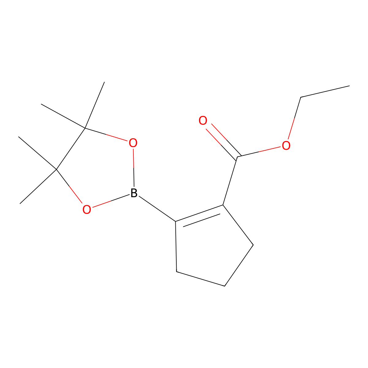 Ethyl 2-(4,4,5,5-tetramethyl-1,3,2-dioxaborolan-2-yl)cyclopent-1-ene-1-carboxylate molecular structure, CAS 497959-38-3