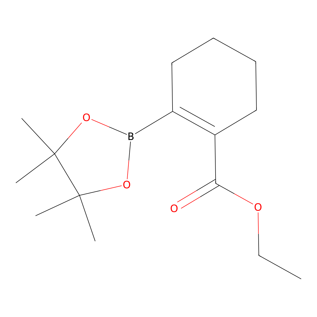 Ethyl 2-(4,4,5,5-tetramethyl-1,3,2-dioxaborolan-2-yl)cyclohex-1-enecarboxylate molecular structure, CAS 497959-39-4