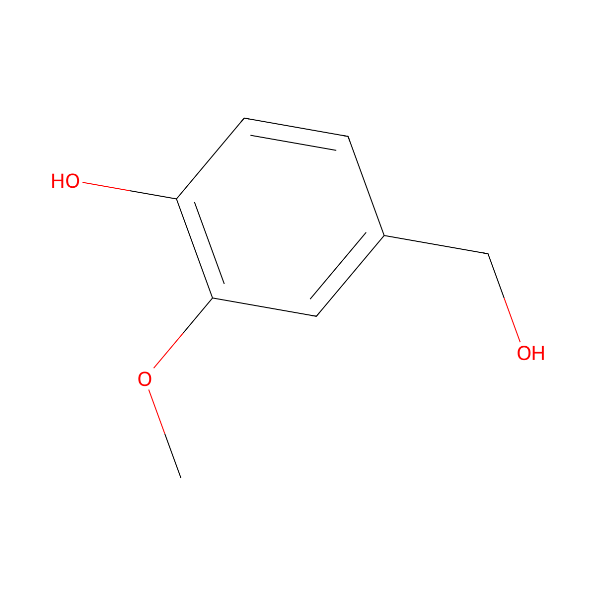 Vanillyl alcohol molecular structure, CAS 498-00-0