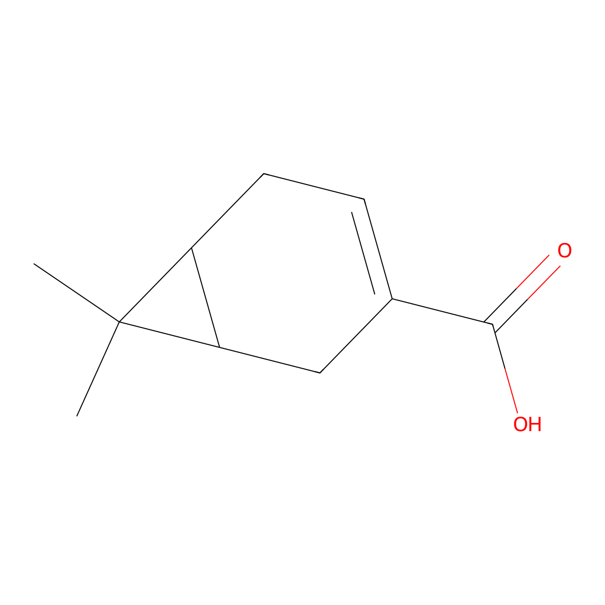(1S,6R)-7,7-dimethylbicyclo[4.1.0]hept-3-ene-3-carboxylic acid molecular structure, CAS 498-12-4