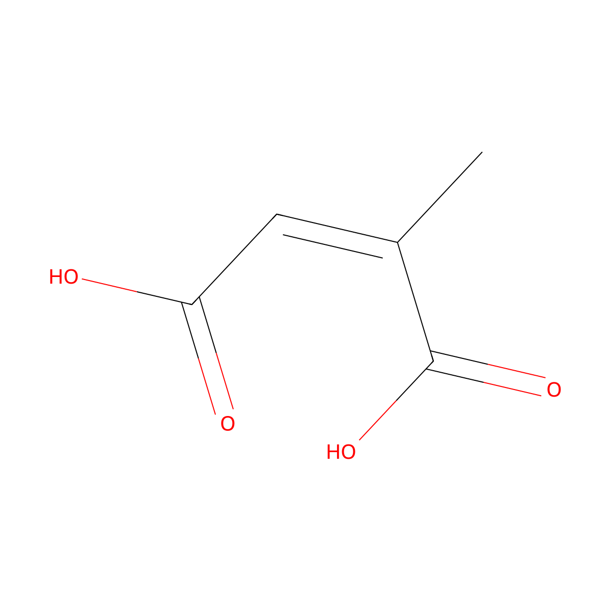 Mesaconic acid molecular structure, CAS 498-23-7
