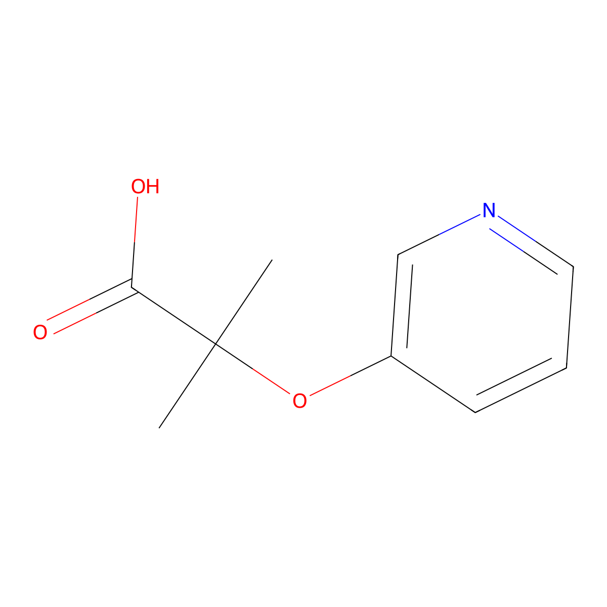 2-Methyl-2-(pyridin-3-yloxy)propanoic acid molecular structure, CAS 49802-96-2