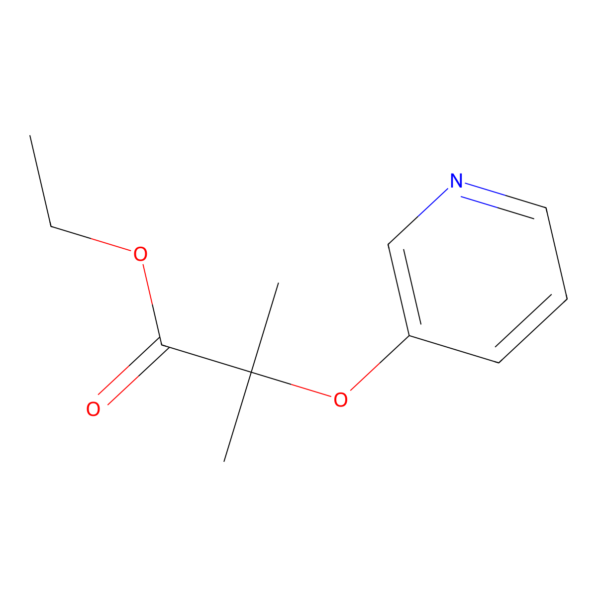 Ethyl 2-methyl-2-(3-pyridinyloxy)propanoate molecular structure, CAS 49802-97-3