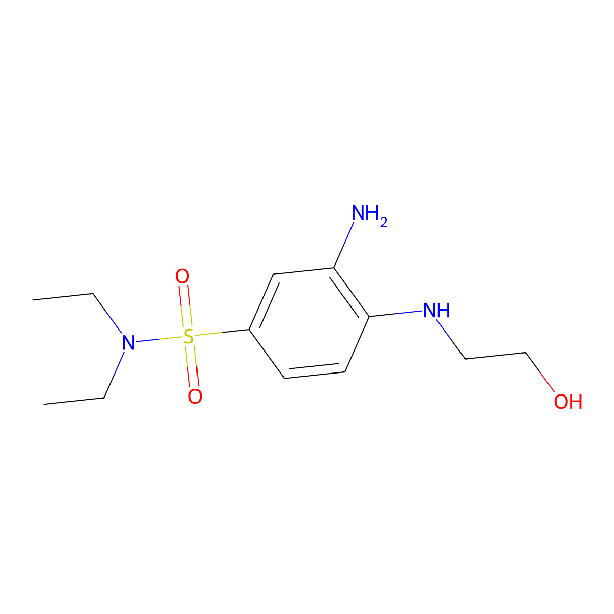 3-Amino-N,N-diethyl-4-[(2-hydroxyethyl)amino]benzene-1-sulfonamide molecular structure, CAS 49804-34-4