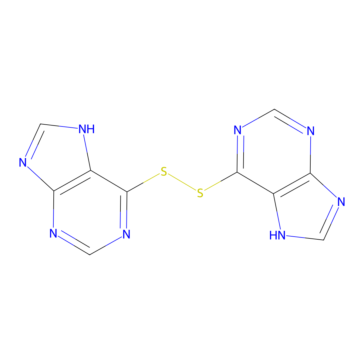 Mercaptopurine disulfide molecular structure, CAS 49808-20-0