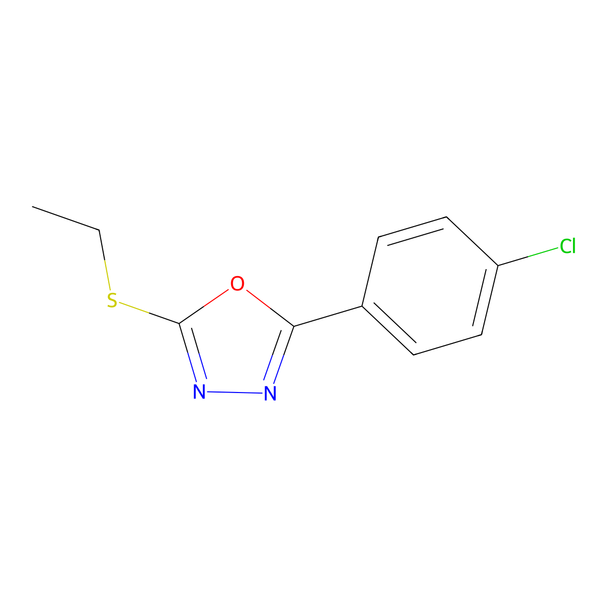 2-(4-Chlorophenyl)-5-(ethylsulfanyl)-1,3,4-oxadiazole molecular structure, CAS 49809-25-8