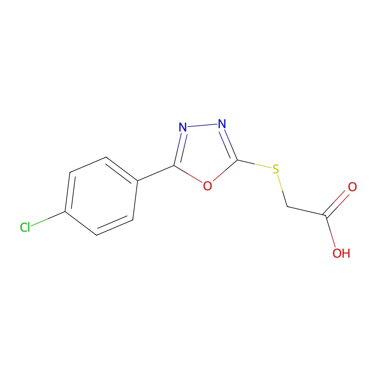 2-{[5-(4-Chlorophenyl)-1,3,4-oxadiazol-2-yl]sulfanyl}acetic acid molecular structure, CAS 49809-28-1
