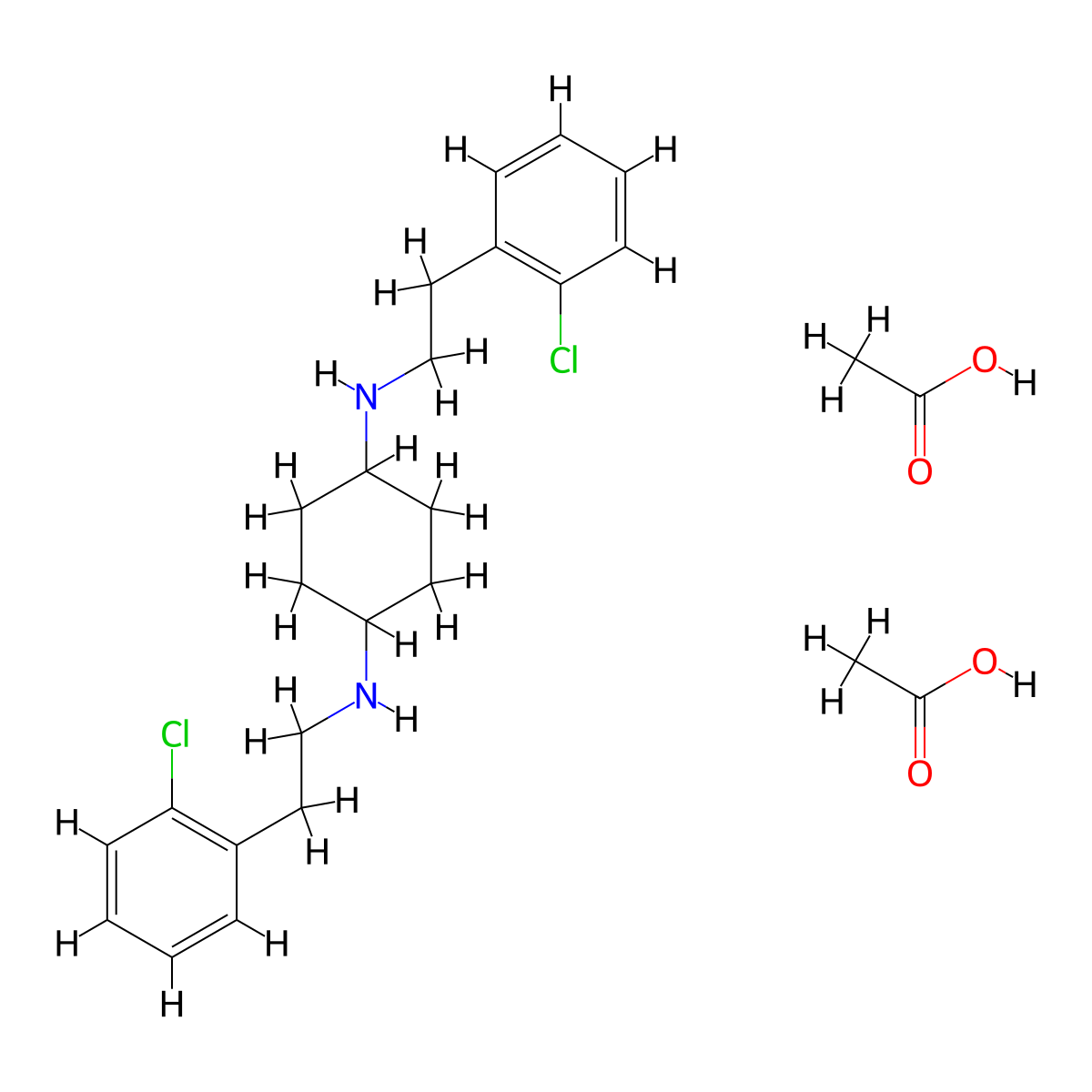 1,4-Cyclohexanediamine, N,N'-bis(o-chlorophenethyl)-, diacetate molecular structure, CAS 4981-10-6