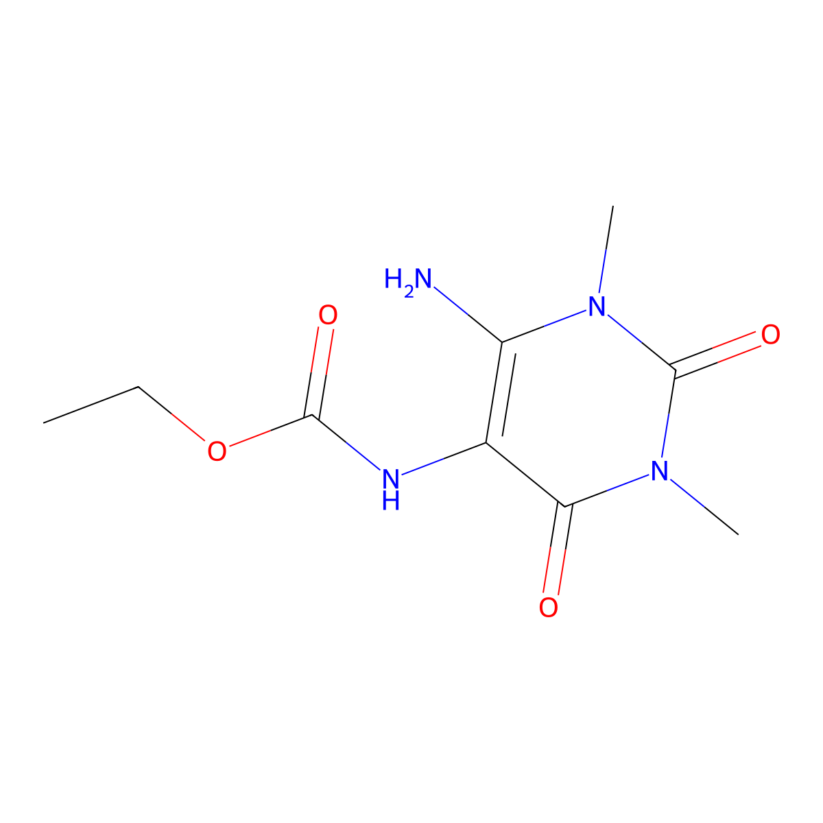 Ethyl (6-amino-1,2,3,4-tetrahydro-1,3-dimethyl-2,4-dioxo-5-pyrimidinyl)carbamate molecular structure, CAS 49810-21-1