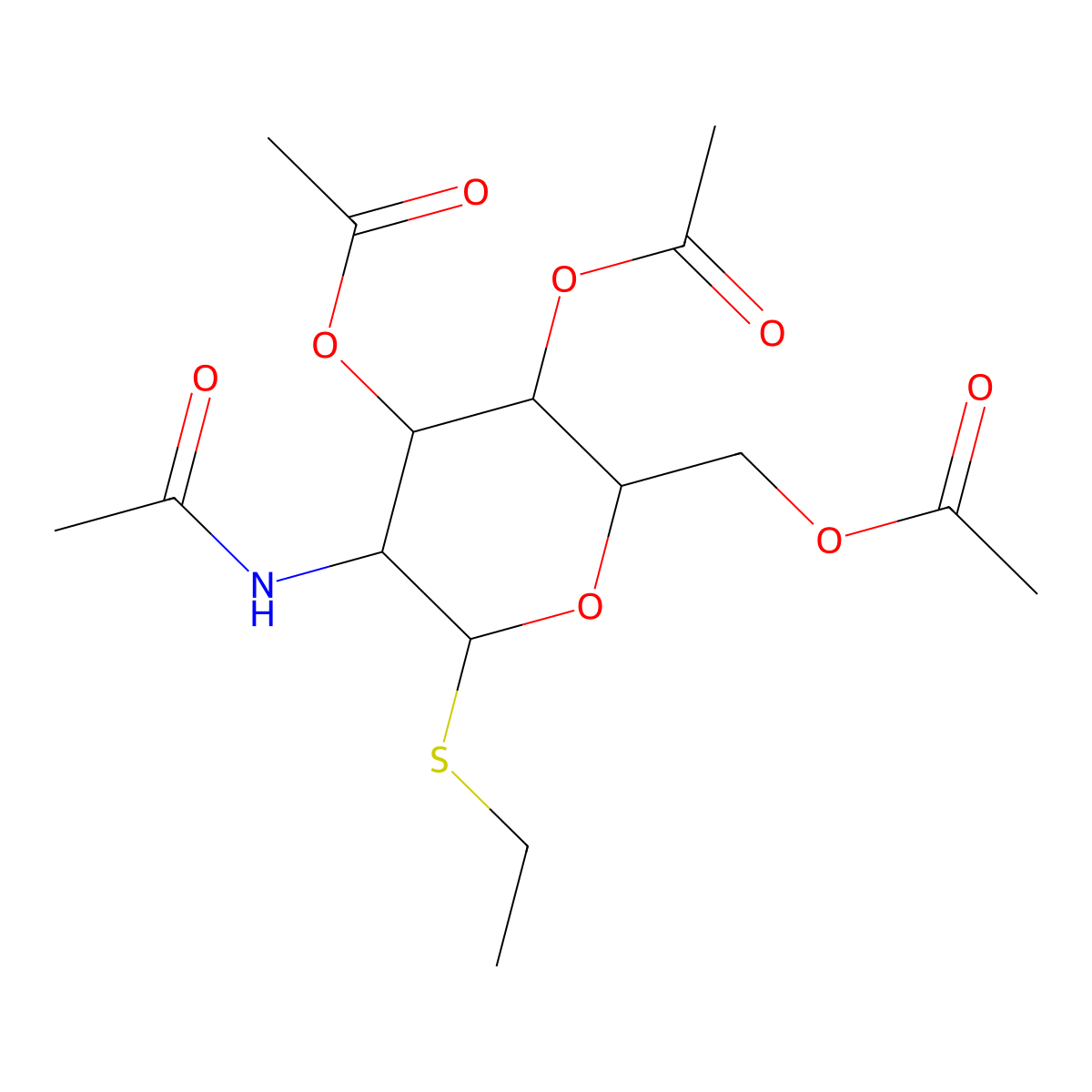 (5-Acetamido-3,4-diacetyloxy-6-ethylsulfanyloxan-2-yl)methyl acetate molecular structure, CAS 49810-41-5
