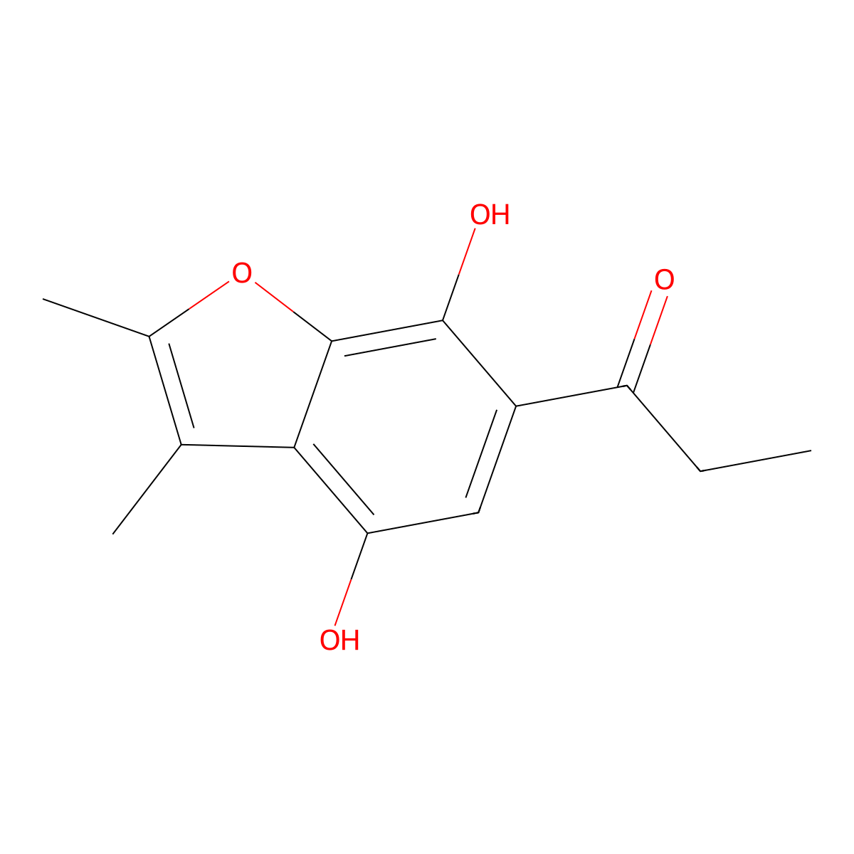 4,7-Benzofurandiol, 2,3-dimethyl-6-propionyl- molecular structure, CAS 49812-94-4