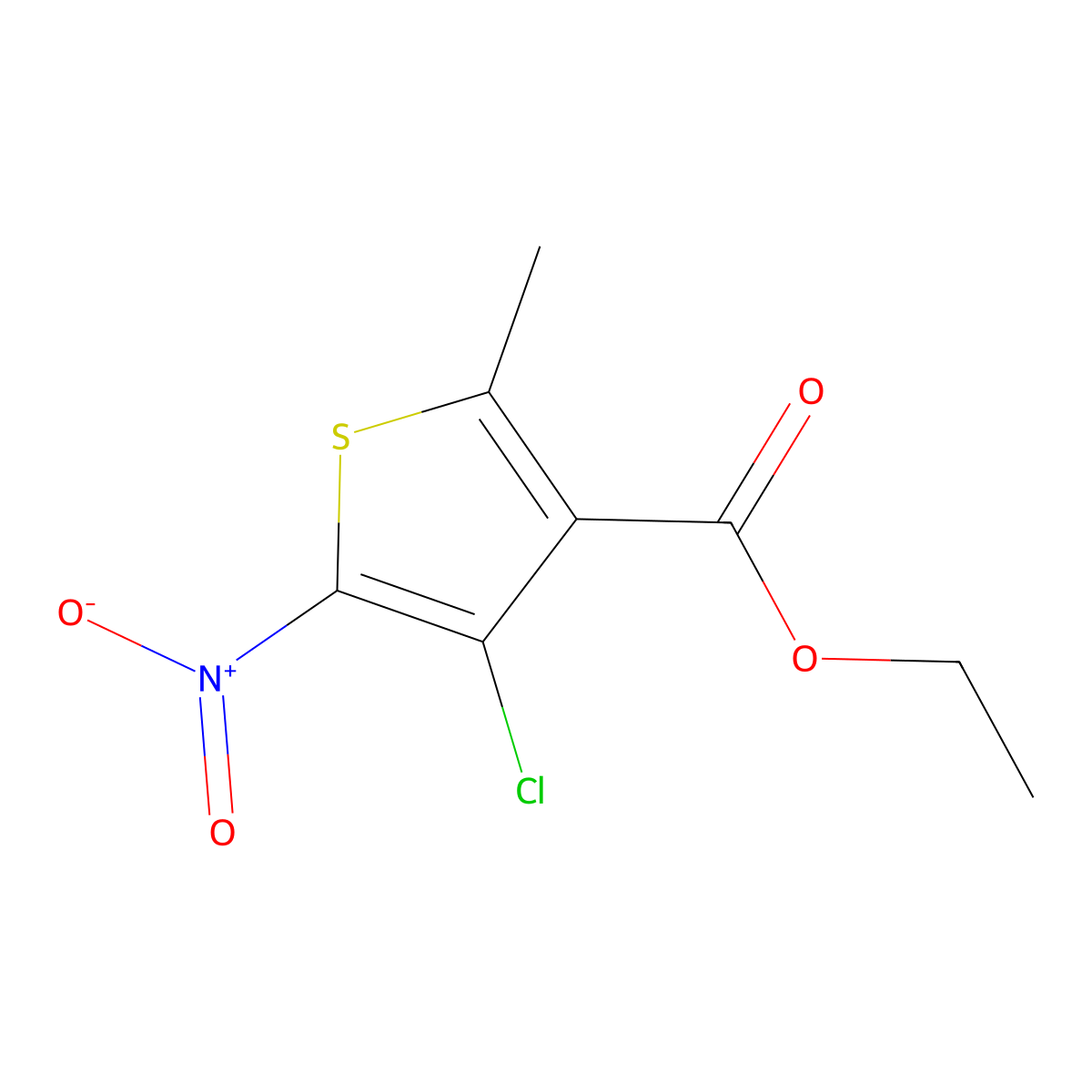 Ethyl 4-chloro-2-methyl-5-nitrothiophene-3-carboxylate molecular structure, CAS 49814-45-1
