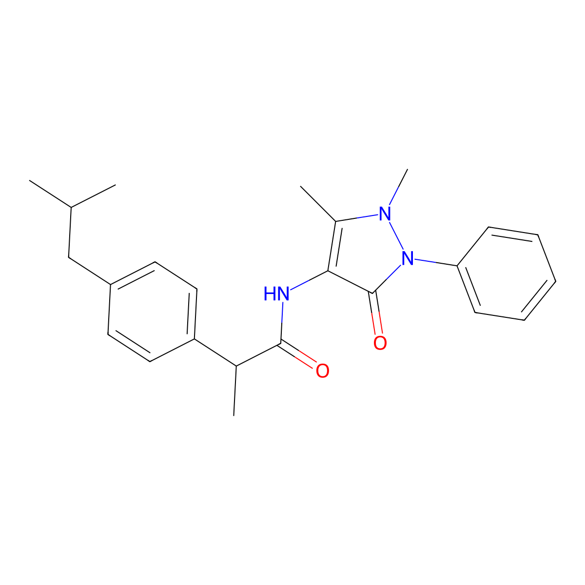 N-(1,5-dimethyl-3-oxo-2-phenylpyrazol-4-yl)-2-[4-(2-methylpropyl)phenyl]propanamide molecular structure, CAS 49820-72-6