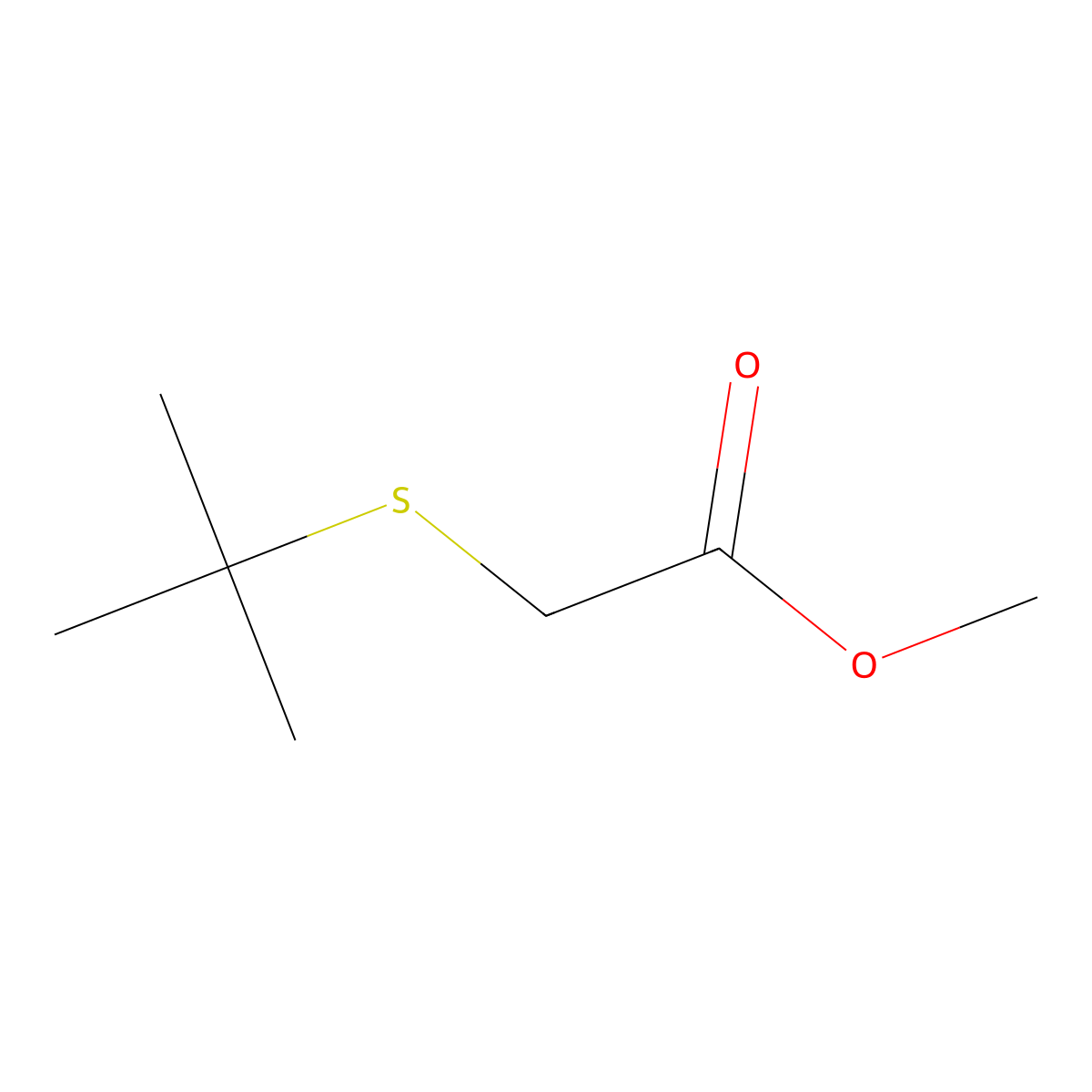 Methyl 2-(tert-butylsulfanyl)acetate molecular structure, CAS 49827-06-7