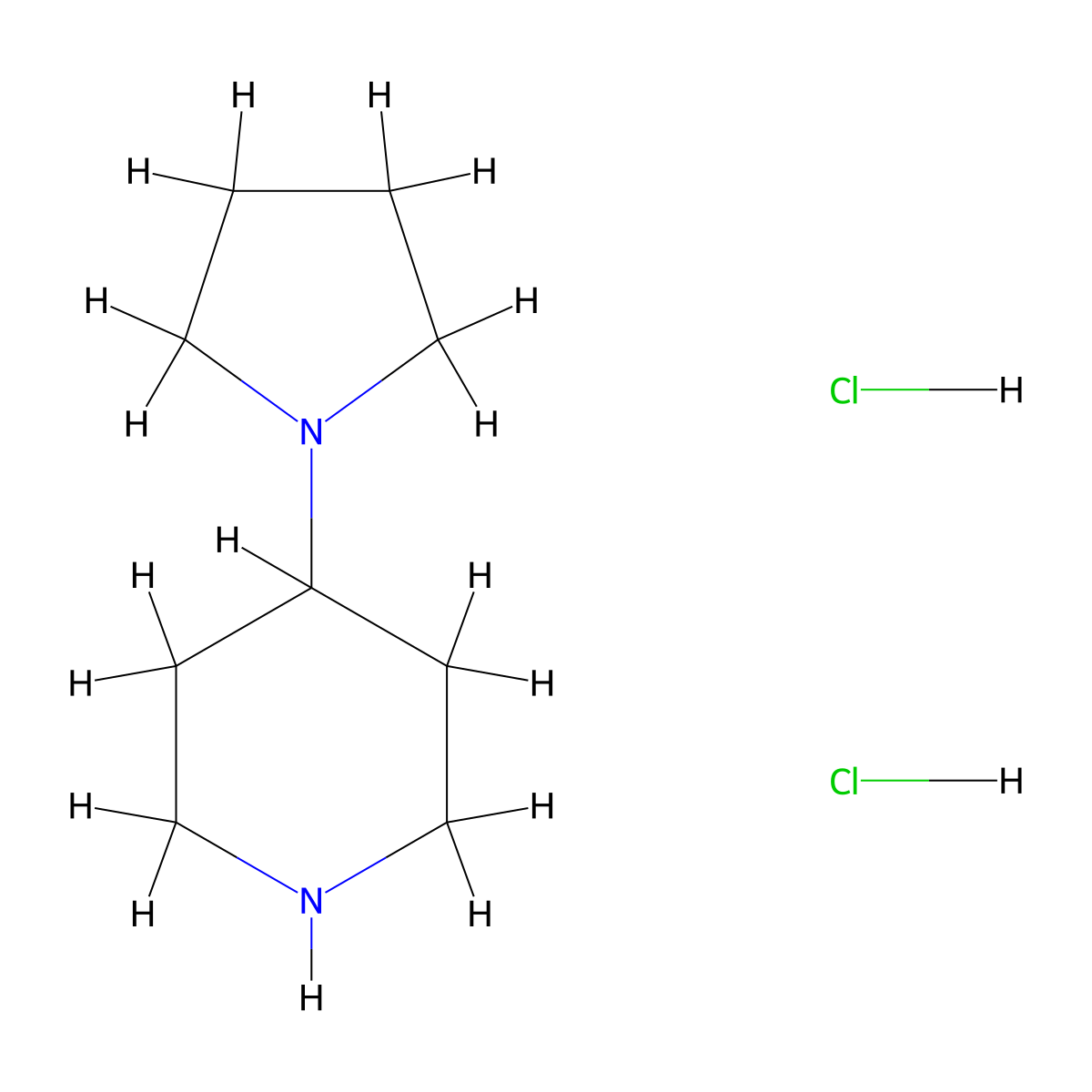 4-(1-Pyrrolidinyl)piperidine dihydrochloride molecular structure, CAS 4983-39-5