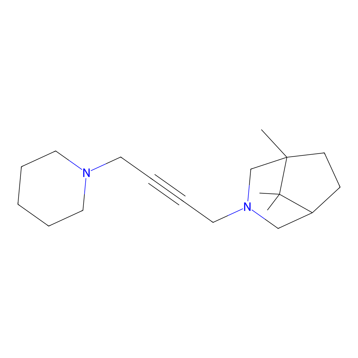 3-Azabicyclo(3.2.1)octane, 3-(4-(1-piperidinyl)-2-butynyl)-1,8,8-trimethyl- molecular structure, CAS 49832-53-3