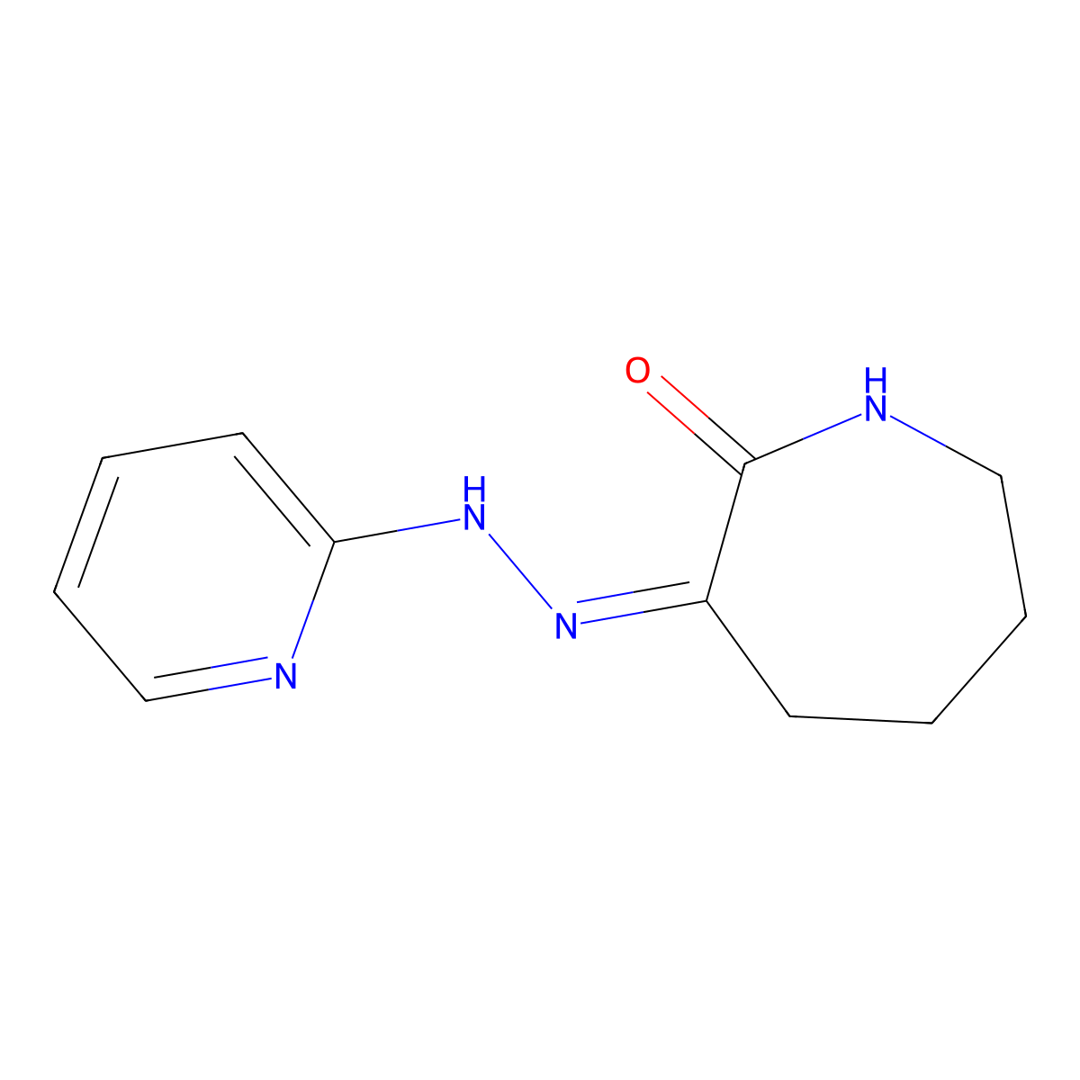 3-[2-(Pyridin-2-yl)hydrazin-1-ylidene]azepan-2-one molecular structure, CAS 49837-11-8
