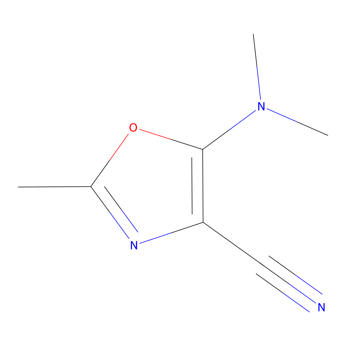 5-(Dimethylamino)-2-methyl-1,3-oxazole-4-carbonitrile molecular structure, CAS 49837-48-1