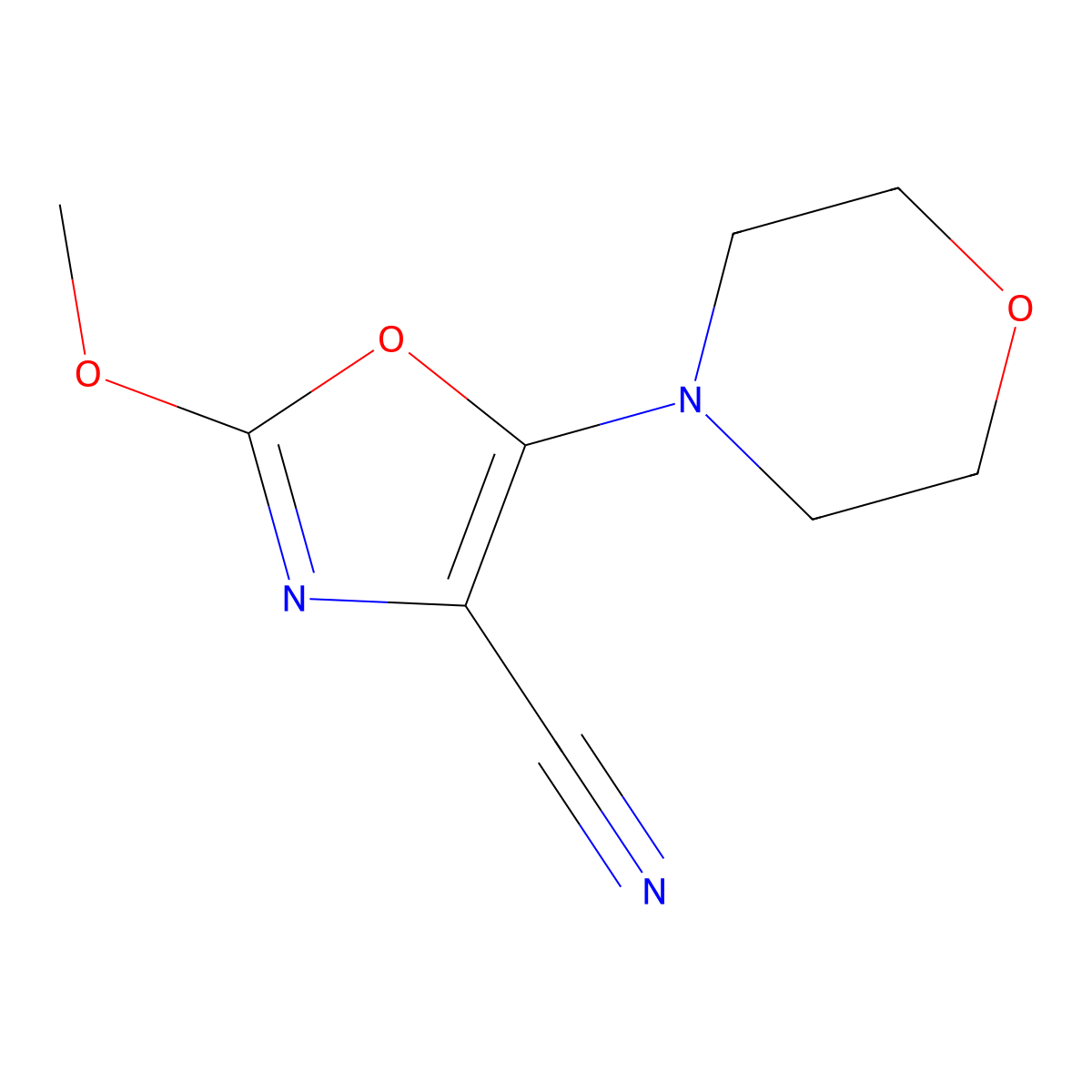 2-Methoxy-5-morpholin-4-yl-1,3-oxazole-4-carbonitrile molecular structure, CAS 49837-58-3