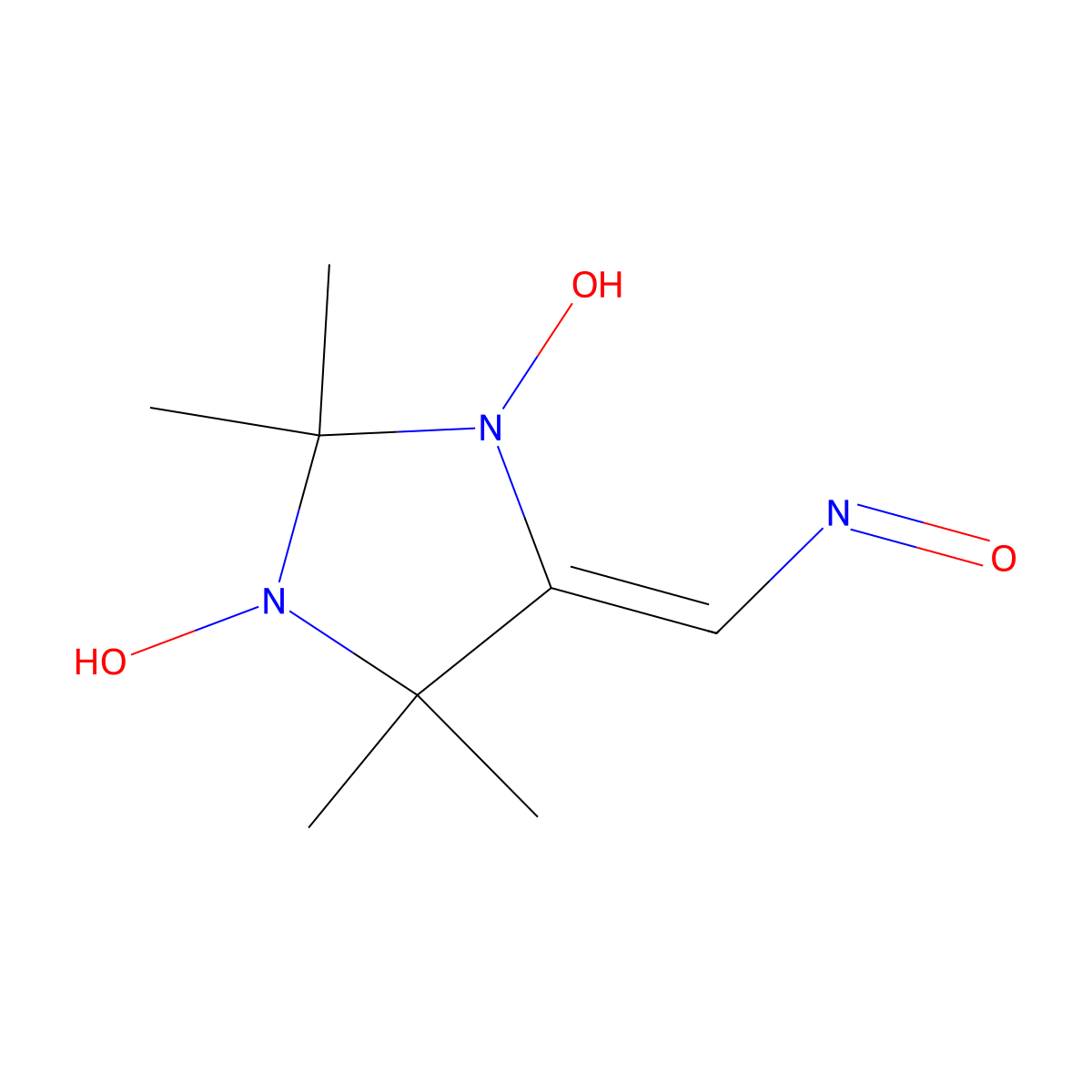 1,3-Dihydroxy-2,2,4,4-tetramethyl-5-(nitrosomethylidene)imidazolidine molecular structure, CAS 49837-80-1