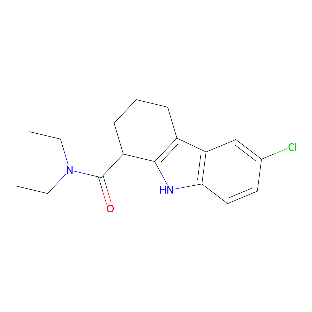 6-chloro-N,N-diethyl-2,3,4,9-tetrahydro-1H-carbazole-1-carboxamide molecular structure, CAS 49843-94-9