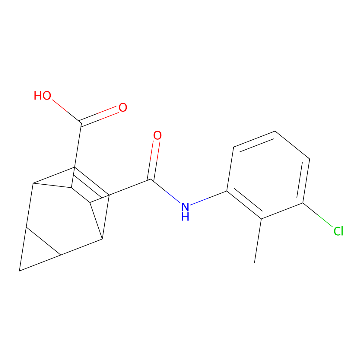 7-[(3-Chloro-2-methylanilino)carbonyl]tricyclo[3.2.2.0~2,4~]non-8-ene-6-carboxylic acid molecular structure, CAS 498531-12-7