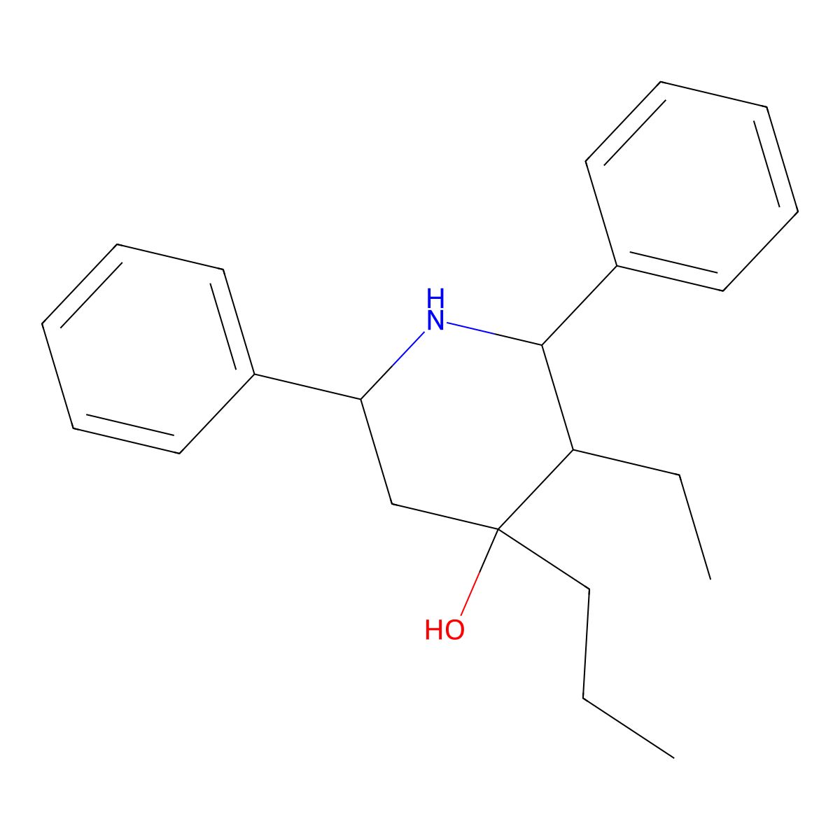 3-Ethyl-2,6-diphenyl-4-propylpiperidin-4-ol molecular structure, CAS 498531-46-7