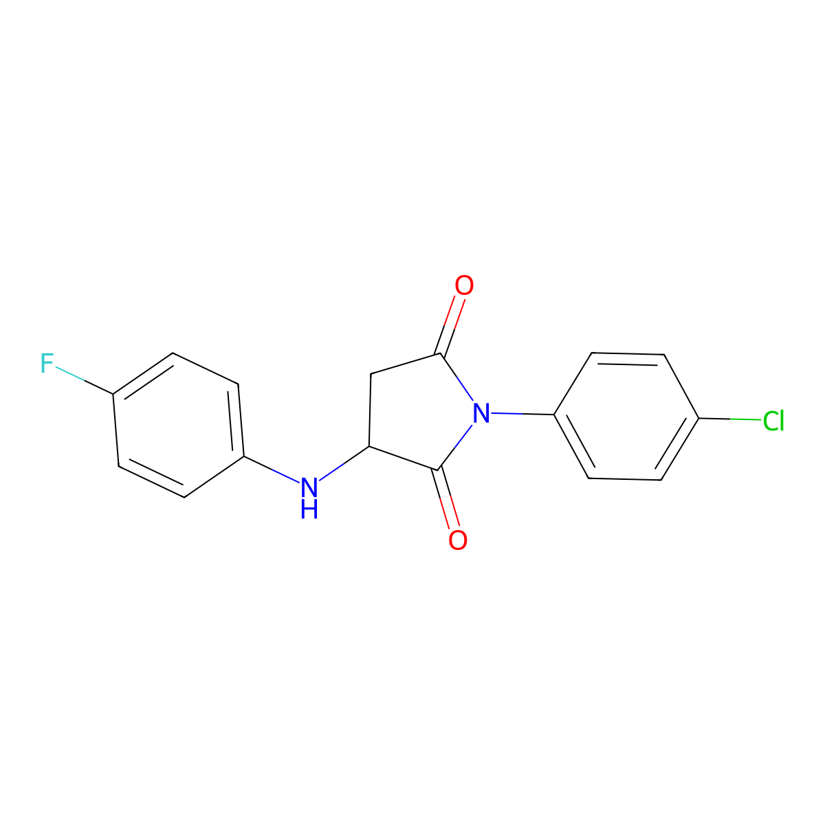 1-(4-Chlorophenyl)-3-[(4-fluorophenyl)amino]pyrrolidine-2,5-dione molecular structure, CAS 498531-86-5
