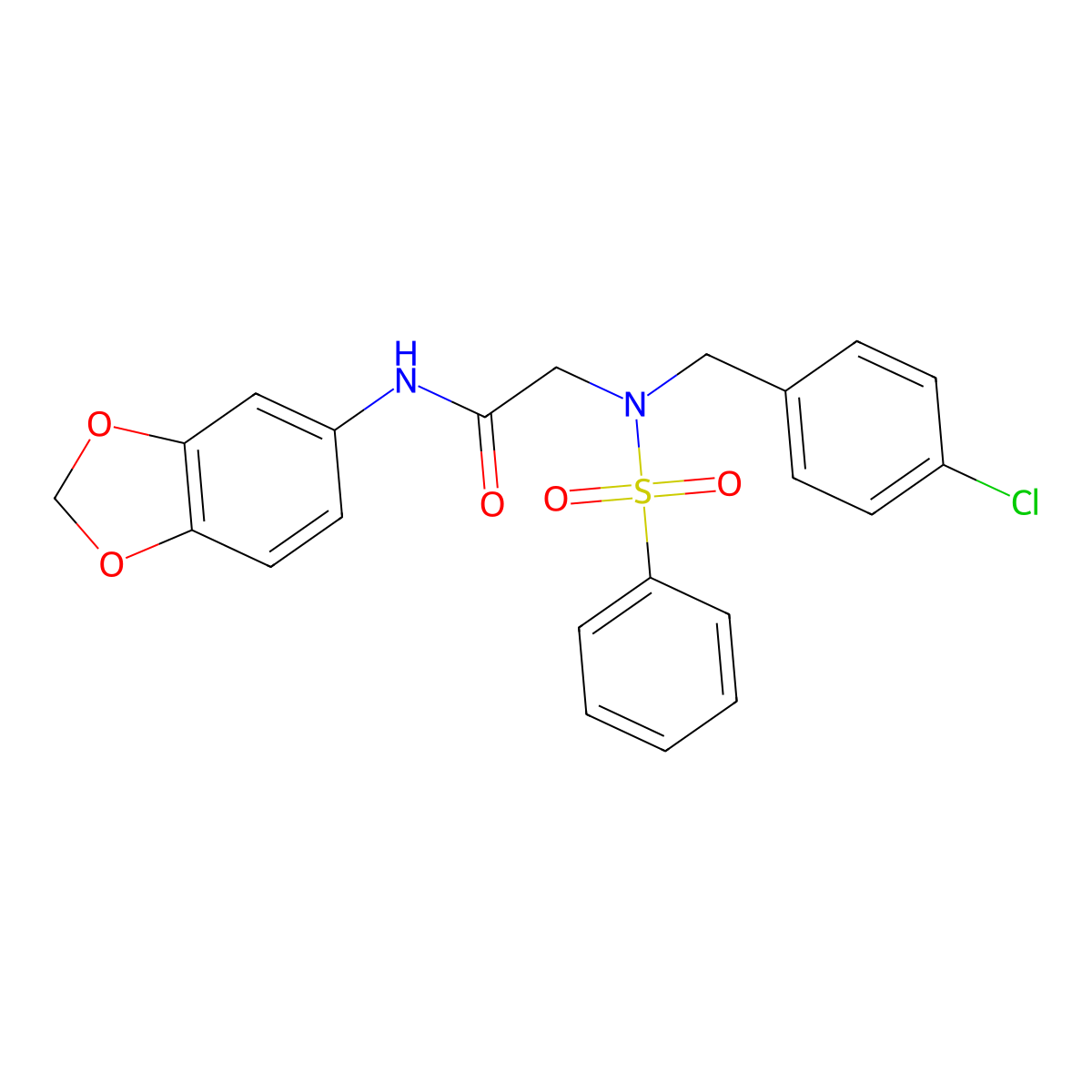 2-[benzenesulfonyl-[(4-chlorophenyl)methyl]amino]-N-(1,3-benzodioxol-5-yl)acetamide molecular structure, CAS 498532-47-1