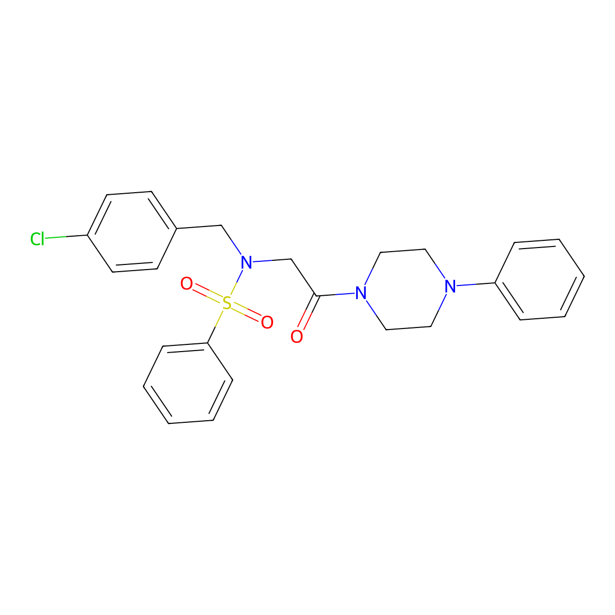 N-[(4-chlorophenyl)methyl]-N-[2-oxo-2-(4-phenylpiperazin-1-yl)ethyl]benzenesulfonamide molecular structure, CAS 498532-52-8