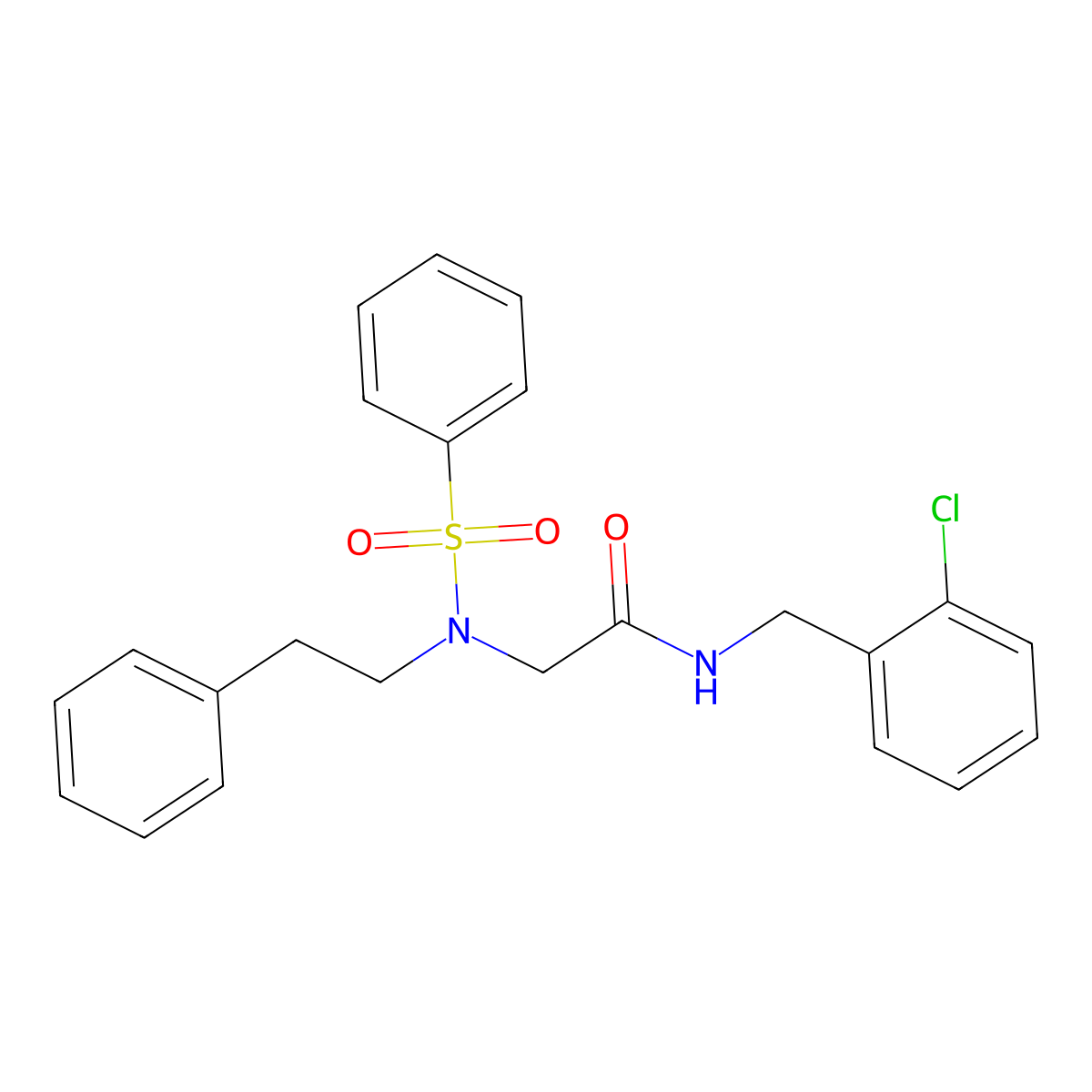 N-(2-chlorobenzyl)-N~2~-(2-phenylethyl)-N~2~-(phenylsulfonyl)glycinamide molecular structure, CAS 498532-65-3