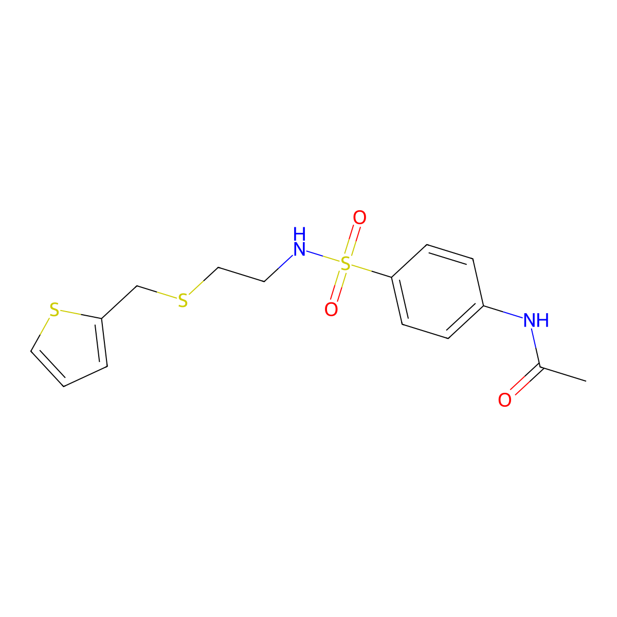 N-[4-[2-(thiophen-2-ylmethylsulfanyl)ethylsulfamoyl]phenyl]acetamide molecular structure, CAS 498533-89-4