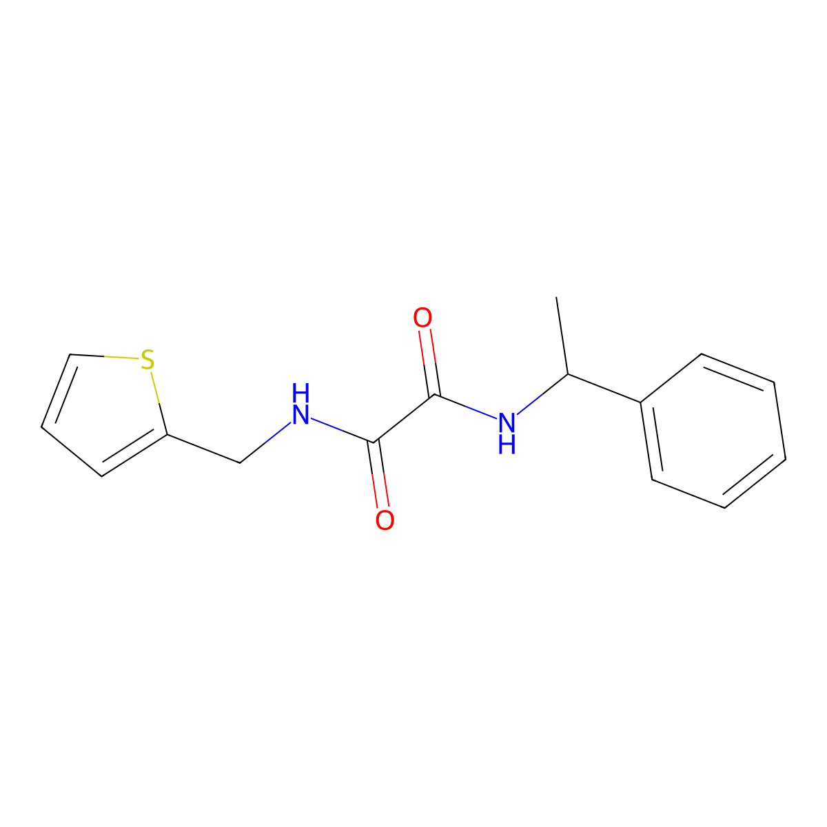 N'-(1-phenylethyl)-N-(thiophen-2-ylmethyl)oxamide molecular structure, CAS 498535-47-0