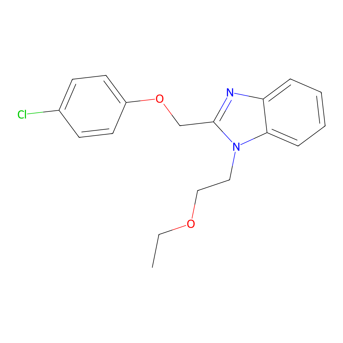 2-[(4-Chlorophenoxy)methyl]-1-(2-ethoxyethyl)benzimidazole molecular structure, CAS 498535-60-7