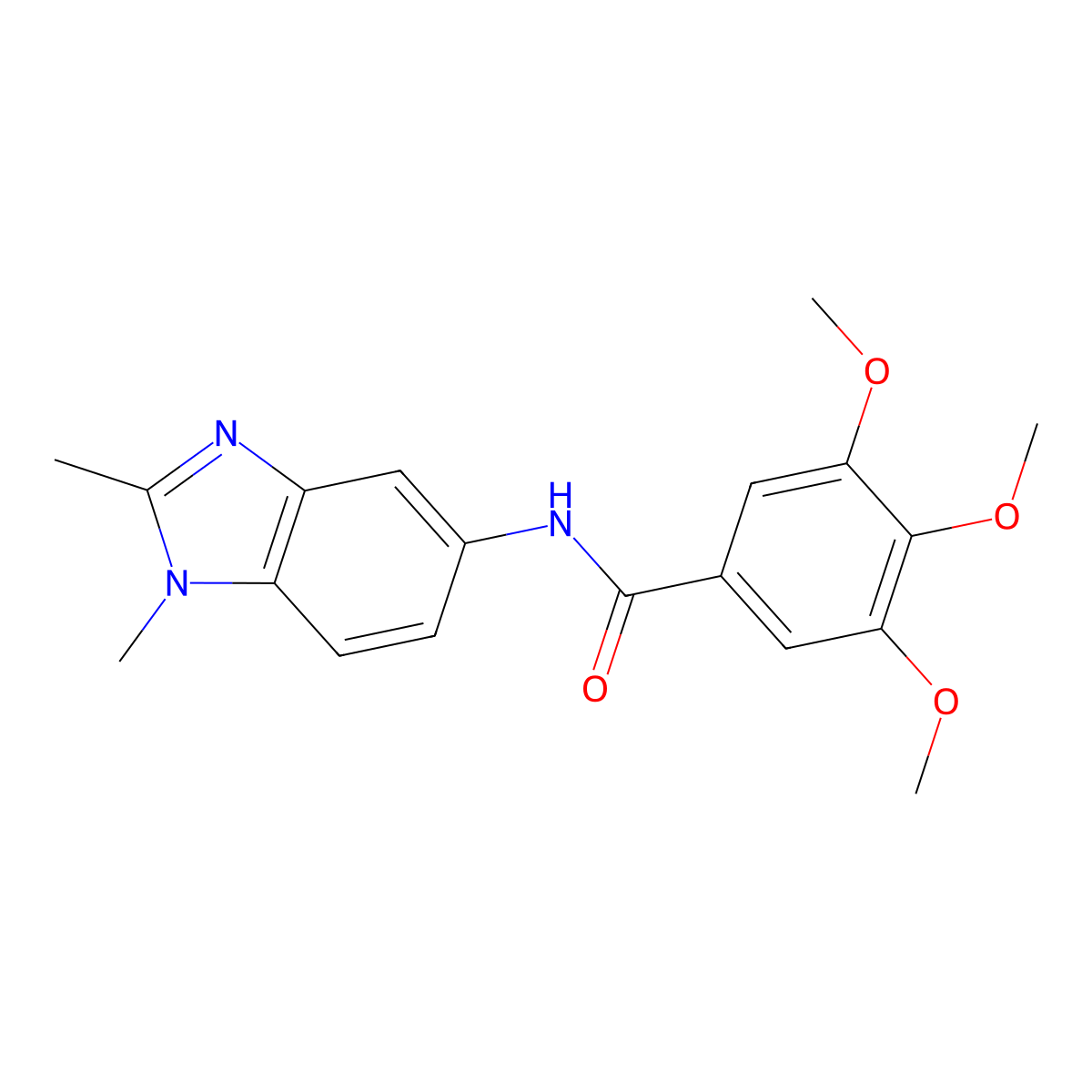 N-(1,2-dimethylbenzimidazol-5-yl)-3,4,5-trimethoxybenzamide molecular structure, CAS 498535-73-2