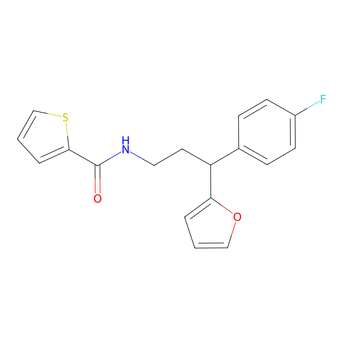N-[3-(4-fluorophenyl)-3-(furan-2-yl)propyl]thiophene-2-carboxamide molecular structure, CAS 498535-76-5