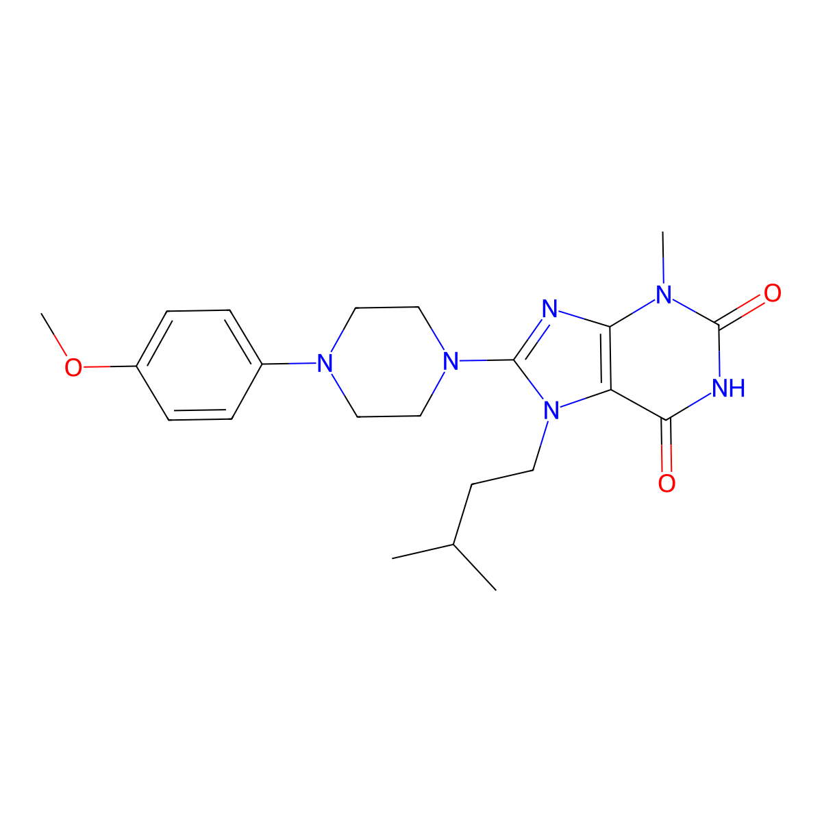 7-isopentyl-8-(4-(4-methoxyphenyl)piperazin-1-yl)-3-methyl-1H-purine-2,6(3H,7H)-dione molecular structure, CAS 498535-81-2