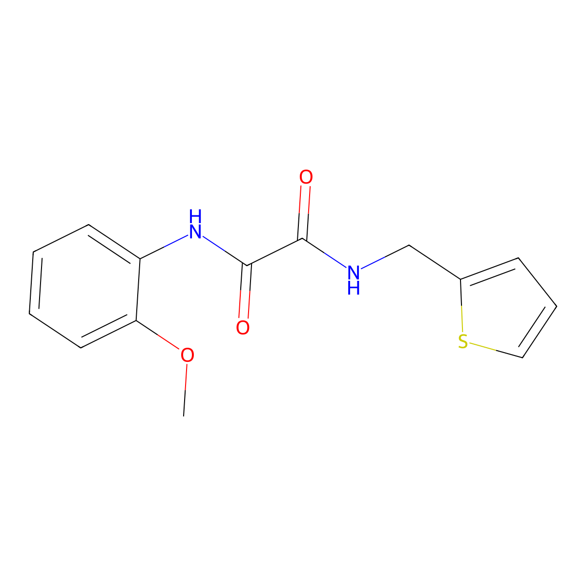 N'-(2-methoxyphenyl)-N-(thiophen-2-ylmethyl)oxamide molecular structure, CAS 498536-30-4