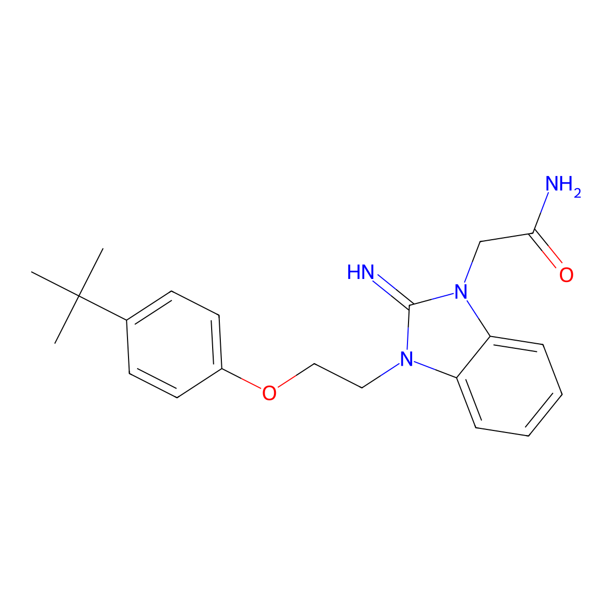 2-[3-[2-(4-Tert-butylphenoxy)ethyl]-2-iminobenzimidazol-1-yl]acetamide molecular structure, CAS 498536-54-2