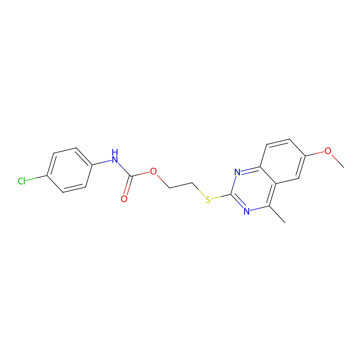 2-(6-methoxy-4-methylquinazolin-2-yl)sulfanylethyl N-(4-chlorophenyl)carbamate molecular structure, CAS 498536-56-4