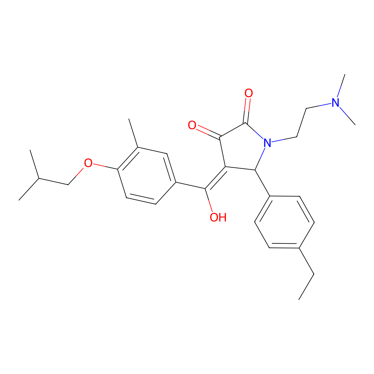 1-[2-(dimethylamino)ethyl]-5-(4-ethylphenyl)-3-hydroxy-4-[3-methyl-4-(2-methylpropoxy)benzoyl]-2,5-dihydro-1H-pyrrol-2-one molecular structure, CAS 498536-59-7