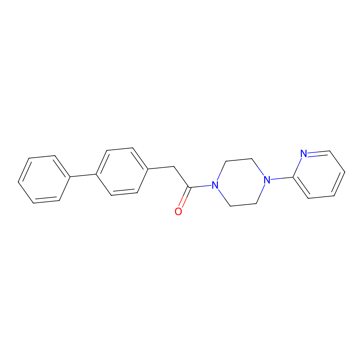 2-(4-Phenylphenyl)-1-(4-pyridin-2-ylpiperazin-1-yl)ethanone molecular structure, CAS 498536-73-5