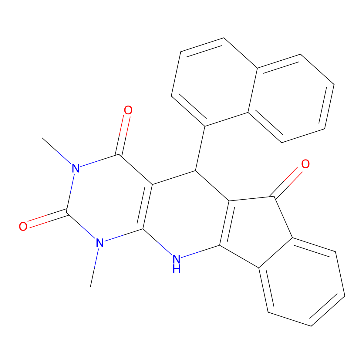 1,3-dimethyl-5-(naphthalen-1-yl)-1H-indeno[2',1':5,6]pyrido[2,3-d]pyrimidine-2,4,6(3H,5H,11H)-trione molecular structure, CAS 498536-83-7